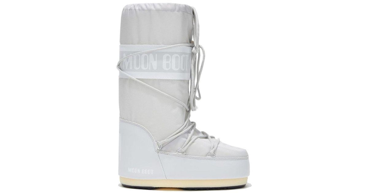 Moon Boot Icon Logo Printed Lace-up Snow Boots in White