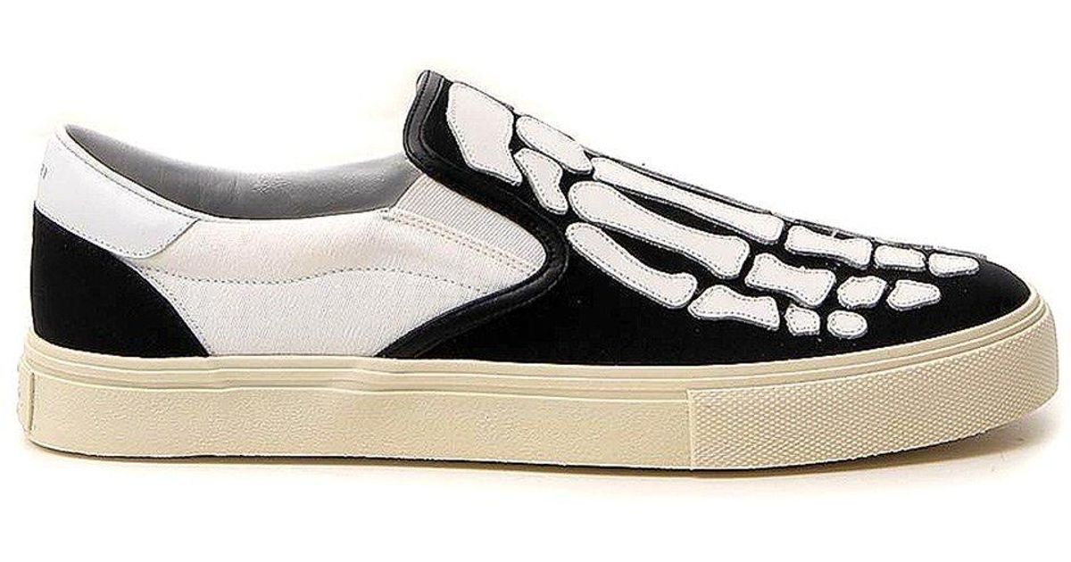 Amiri Leather Skeleton Slip On Sneakers in Black for Men