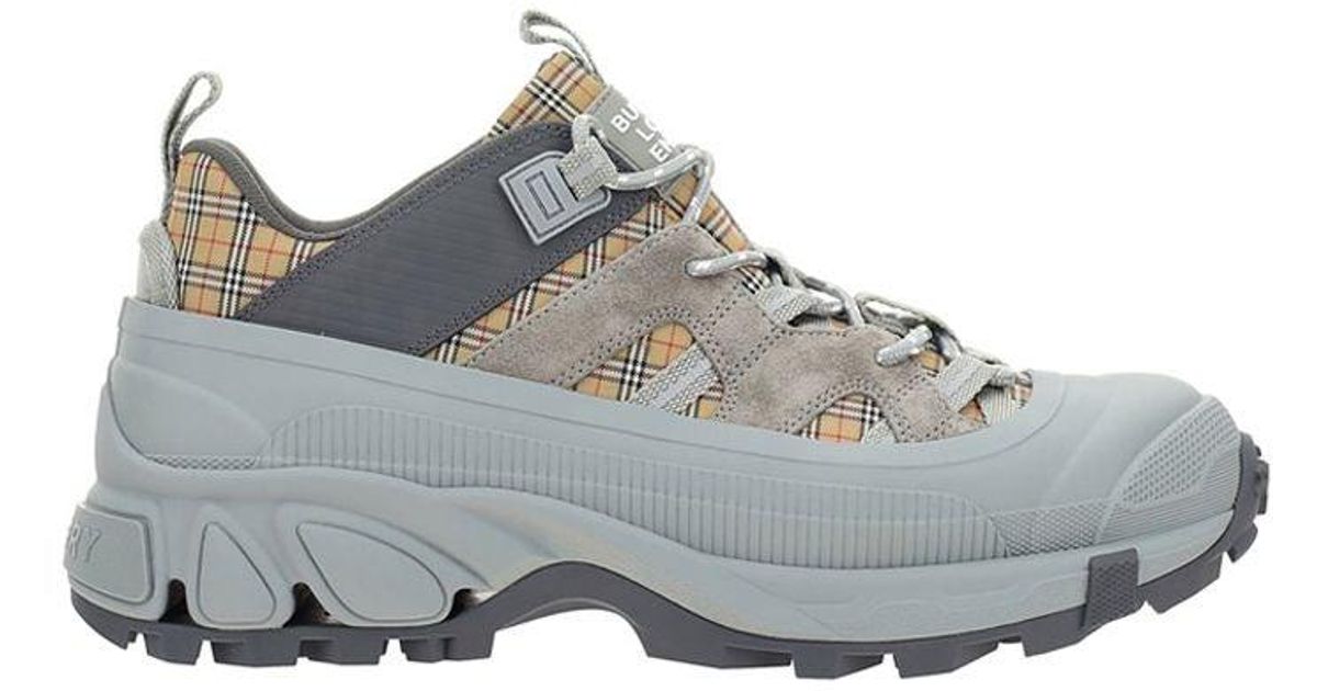 Burberry Synthetic Arthur Vintage Check Sneakers in Grey (Gray) for Men ...