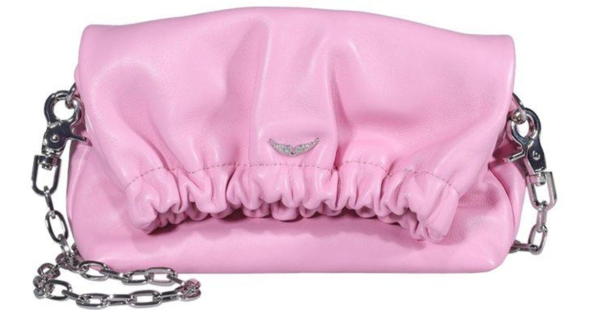 Zadig & Voltaire Leather Rockyssime Chainlink Crossbody Bag in Pink Lyst