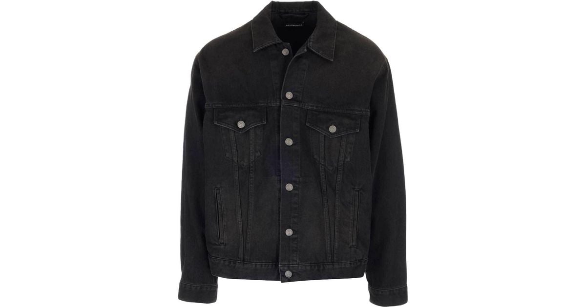 Balenciaga Logo Back Denim Jacket in Black for Men | Lyst