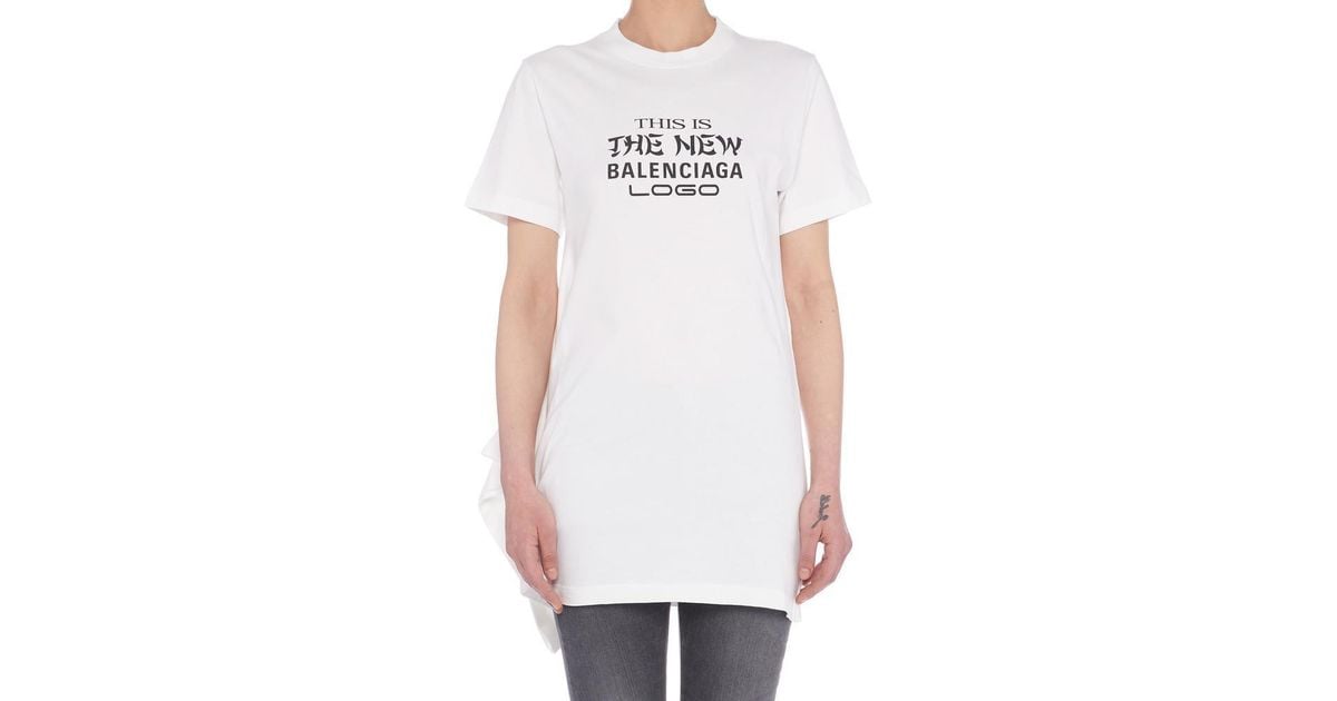 Balenciaga Cotton New Logo T Shirt In White Lyst