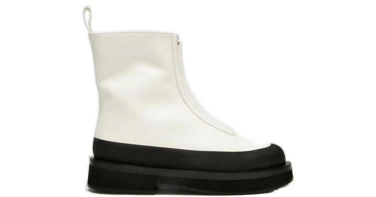 Neous Malmok Round-toe Zip-up Boots in White | Lyst