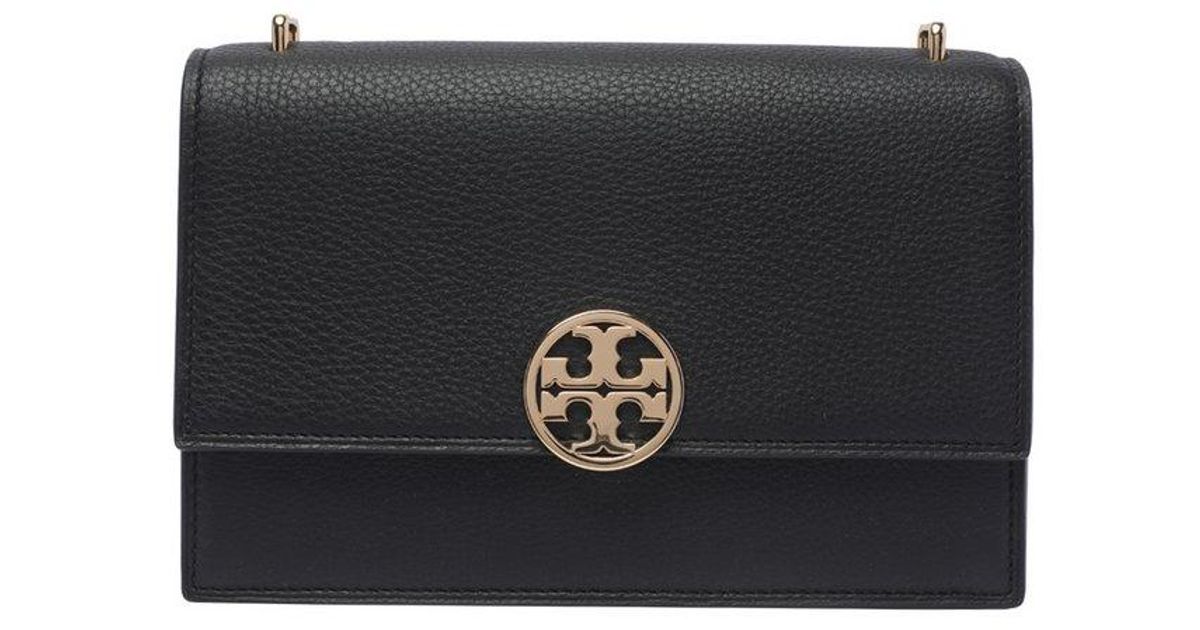Tory Burch Pebbled Leather Miller Shoulder Bag in Black | Lyst UK