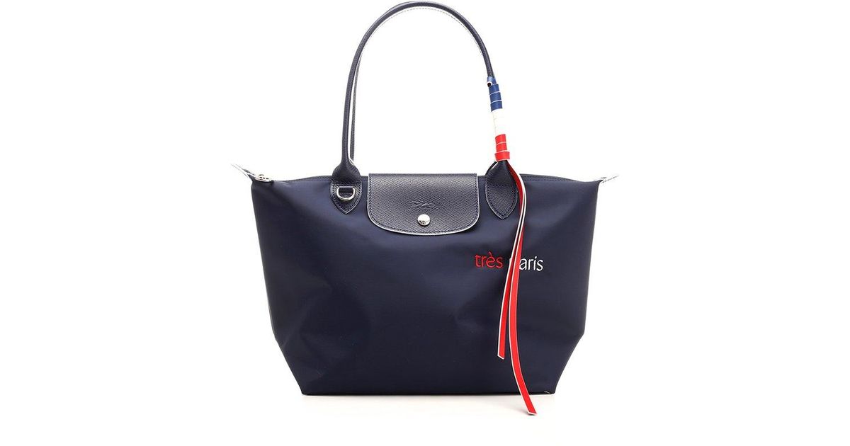 Longchamp Le Pliage Small Top Handle Bag in Blue Lyst