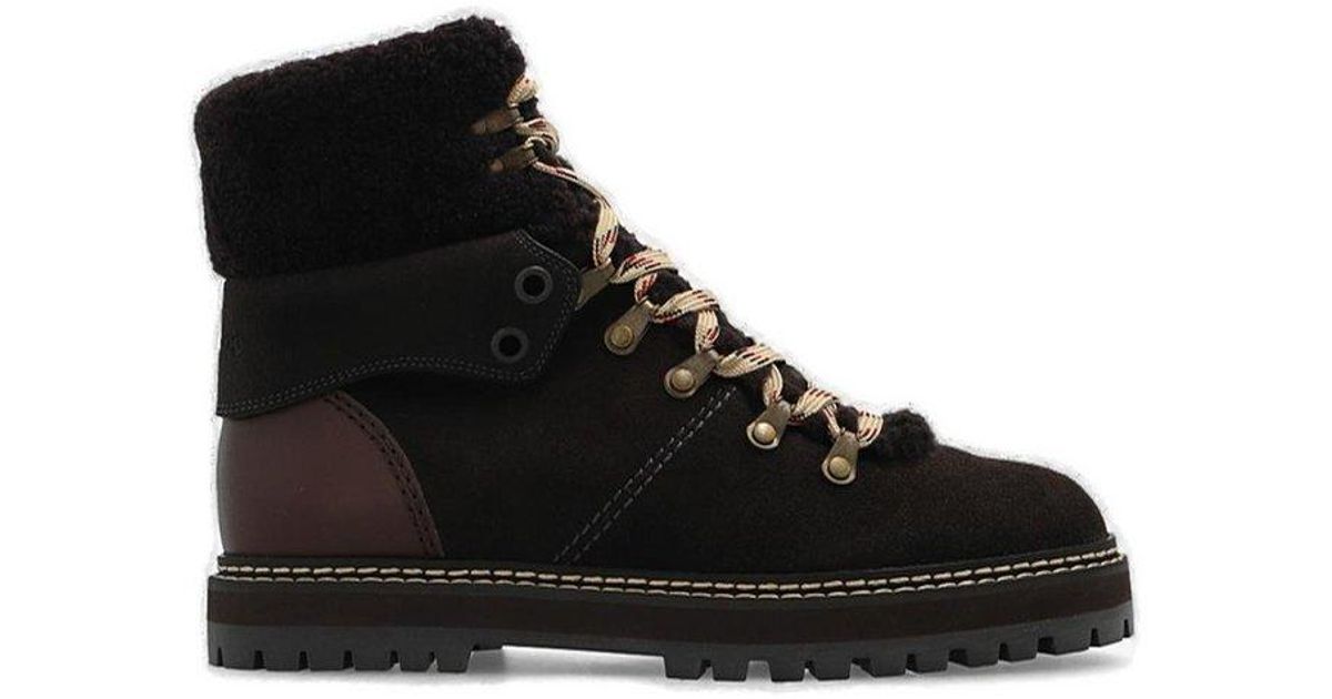 See By Chloé Eileen Laced Hiking Boots in Black | Lyst