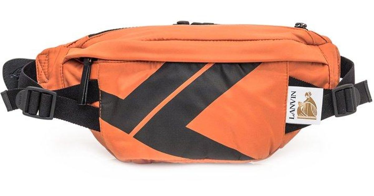 Lanvin Synthetic Logo Printed Zipped Belt Bag in Orange for Men Mens Bags Belt Bags waist bags and bumbags 
