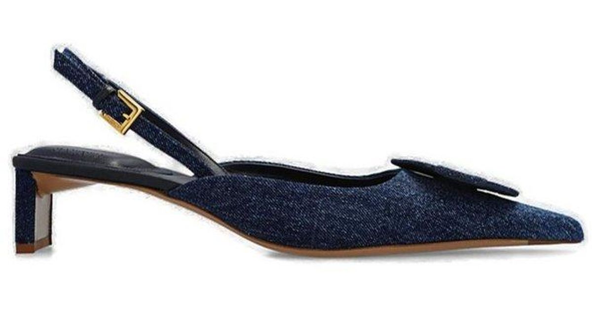 Jacquemus Duelo Round Square Slingbacks in Blue | Lyst