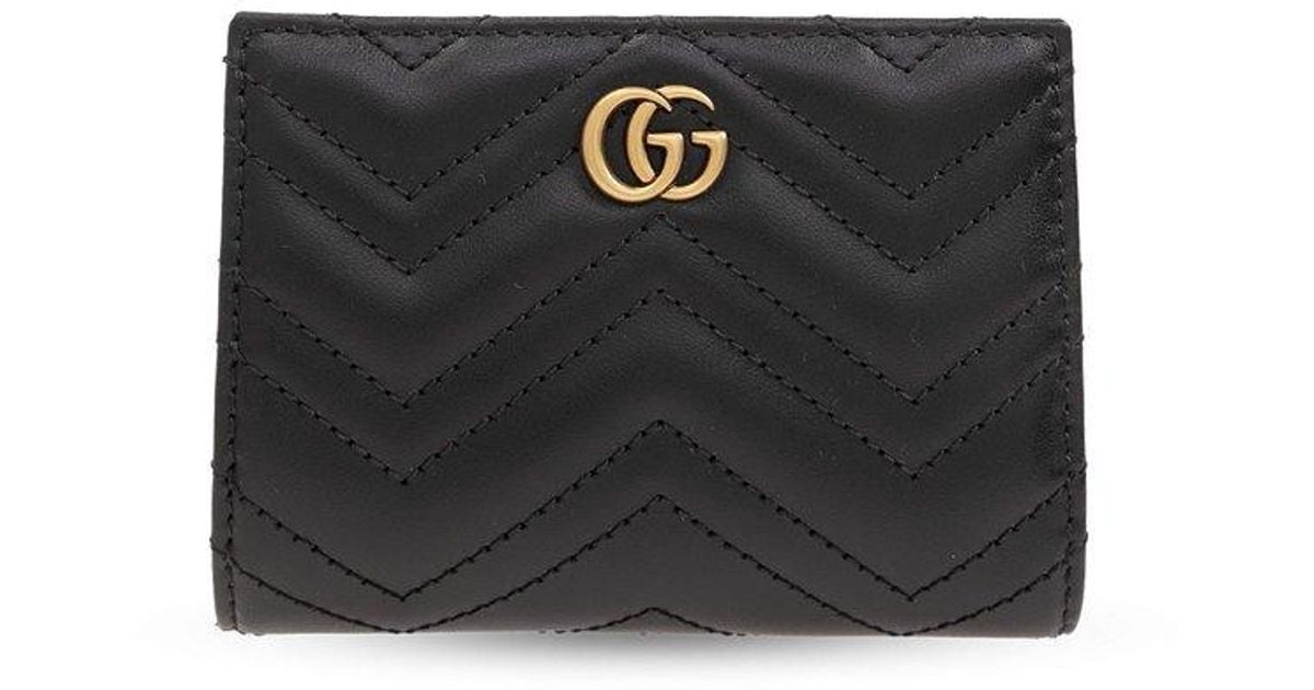 Gucci Gg Marmont 2.0 Embellished Matelass Leather Wallet in Black