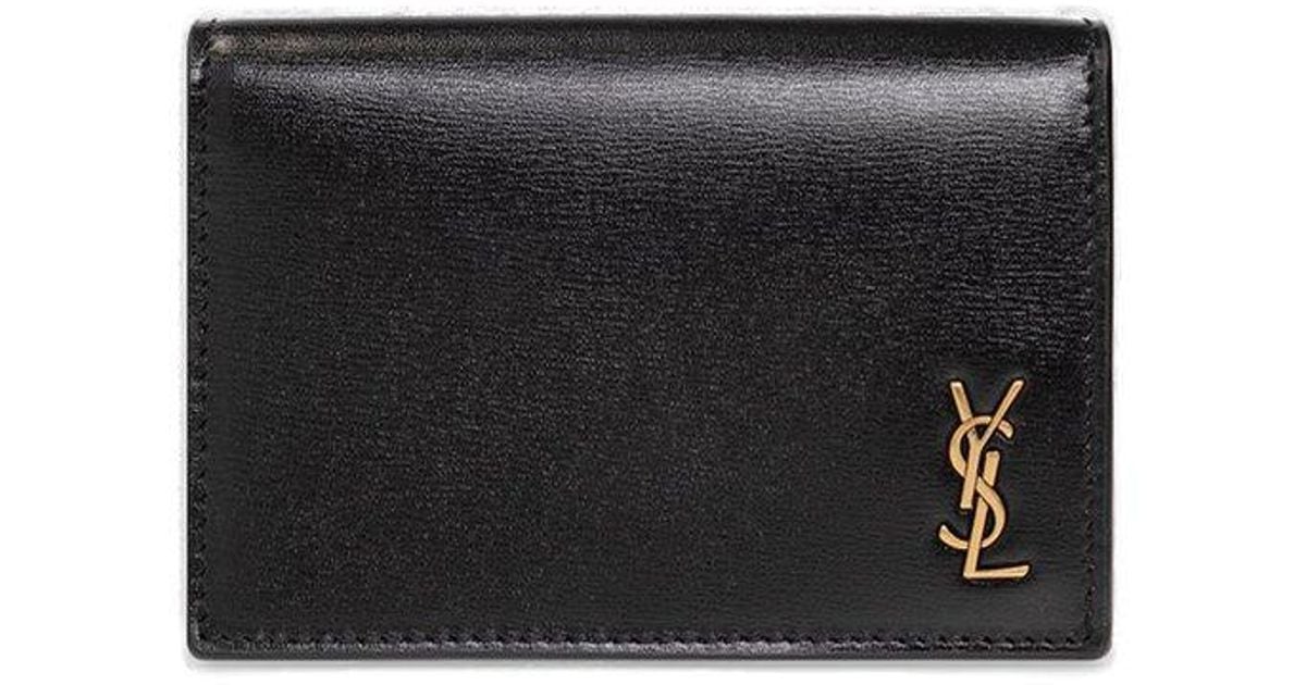 Saint Laurent Tiny Cassandre Business Card Case in Black for Saint Laurent Tiny Cassandre Business Card Case in Black for