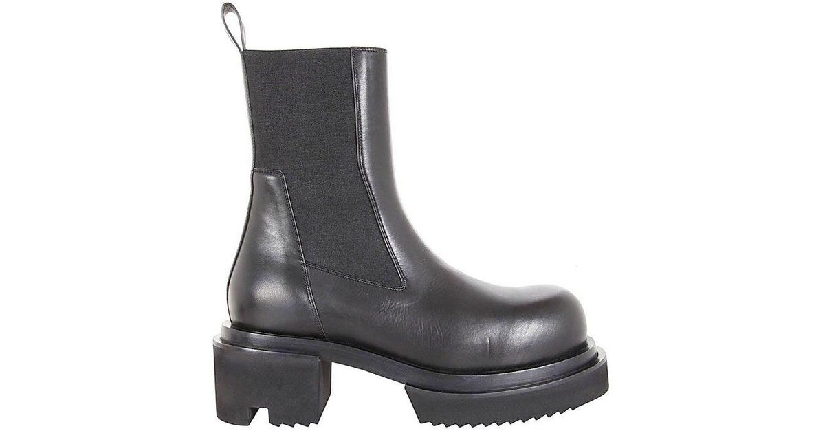 Rick Owens Leather Beatle Bogun Ankle Boots in Black for Men | Lyst