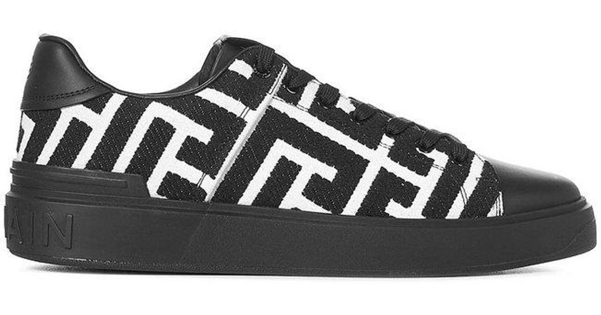 Balmain Leather B-court Monogram Sneakers in Black for Men | Lyst UK