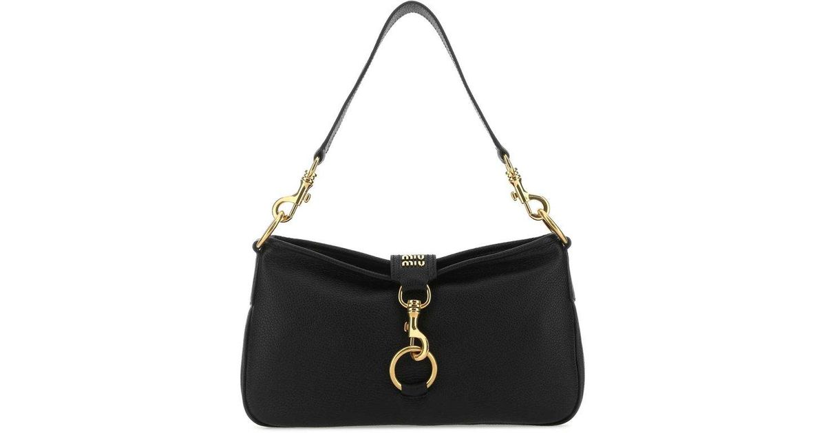 Miu Miu Leather Shoulder Bag in Black | Lyst Canada