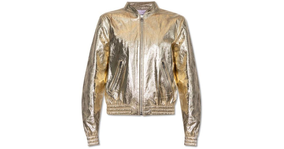 Gucci gold bomber jacket hot sale