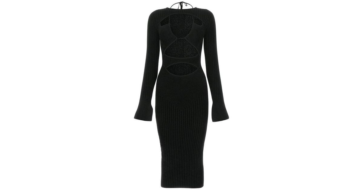 ANDREA ADAMO Cut-out Knitted Midi Dress in Black | Lyst