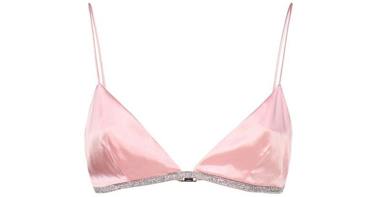 Nue Triangle Embellished Spaghetti Straps Bra in Pink | Lyst