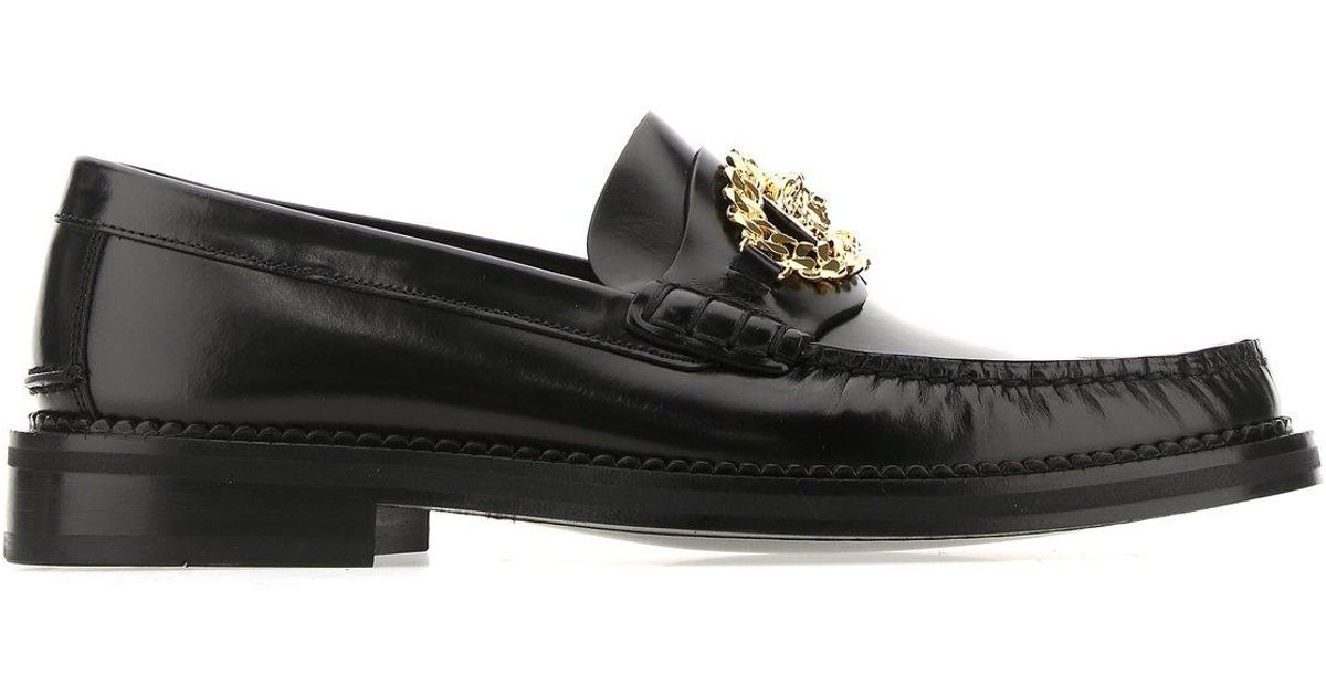 Versace Medusa Chain Leather Loafer in Black for Men Lyst