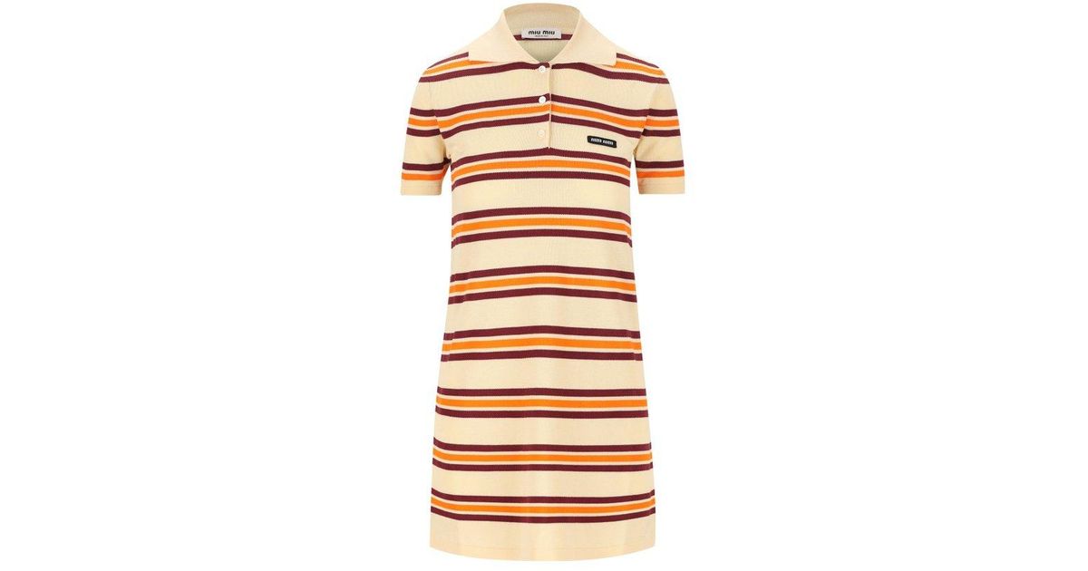【関税無・国内発】 MIU MIU / Polo Mini Dress / ワンピース miu-miu-Multi-Short-sleeved-