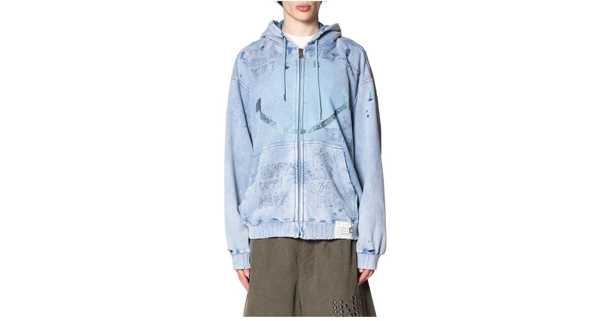 【MIHARAYASUHIRO】Bleached Smily Face Print Zip-up フーディ Maison MIHARA YASUHIRO ONLINE STORE（ミハラヤスヒロ