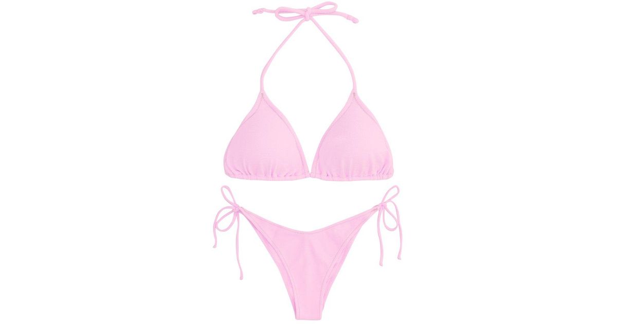 Reina Olga Susan Halterneck Triangle Bikini Set in Pink Lyst Canada