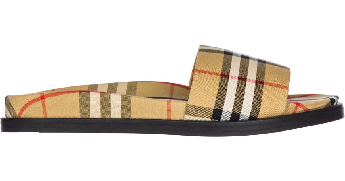 Burberry Classic Checked Slides in Beige (Natural) for Men Lyst