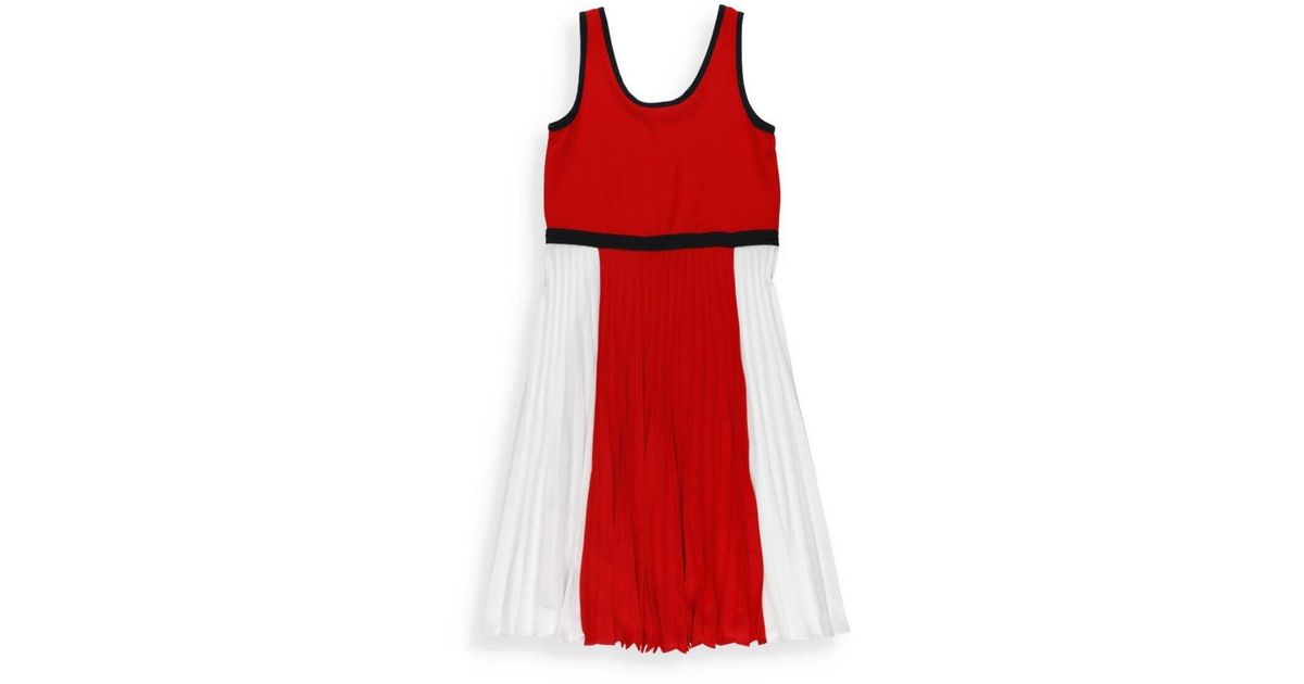 Tommy Hilfiger Color-block Pleated Sleeveless Dress in Red | Lyst