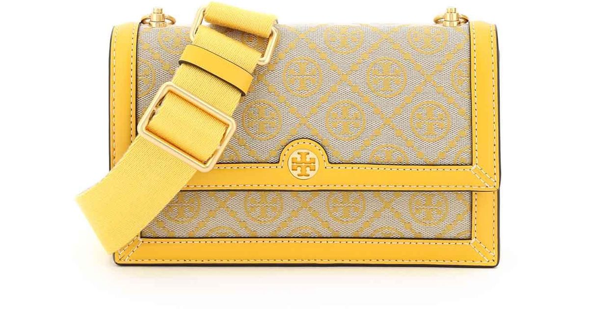 Tory Burch T Monogram Jacquard Mini Shoulder Bag in Yellow Lyst Canada