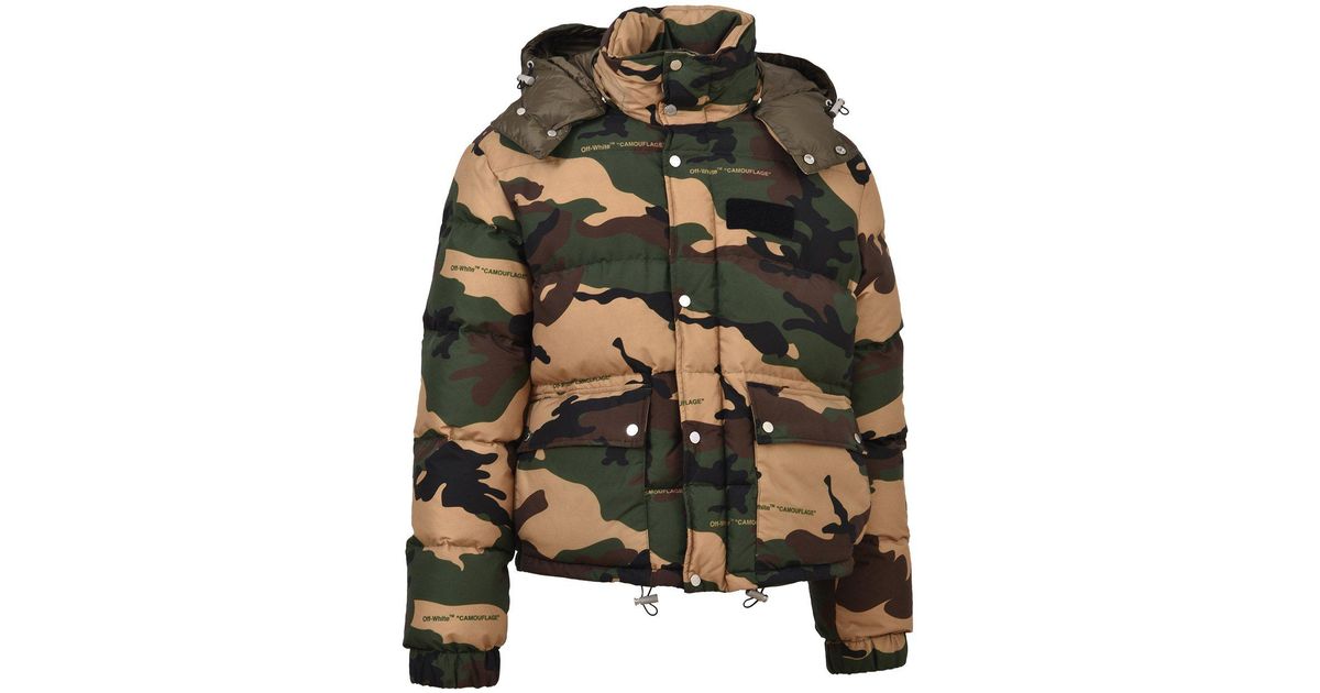 Off-White c/o Virgil Abloh Synthetic Camouflage Puffer Jacket for Men | Lyst