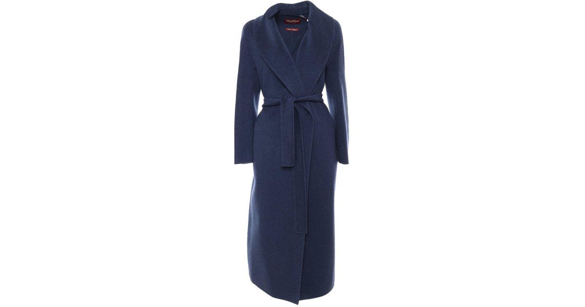 Max Mara Studio Double faced Shawl Collar Coat in Blue Lyst