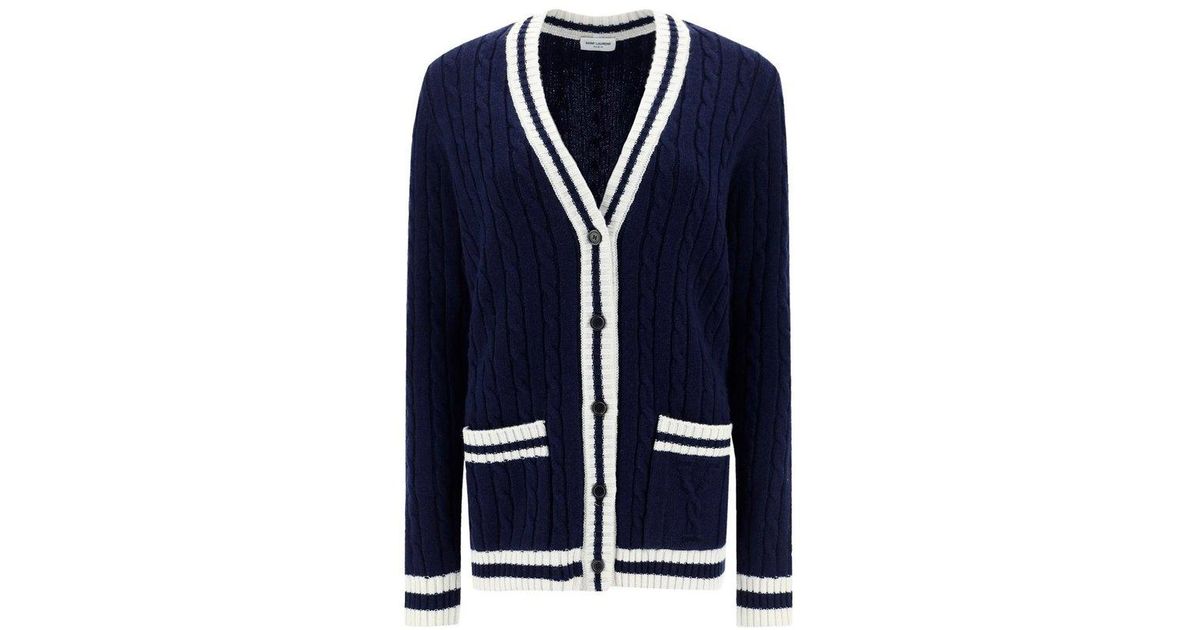 ysl blue cardigan