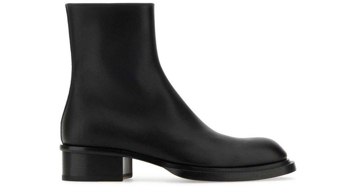 Alexander McQueen Cuban Stack Ankle Boots in Black for Men | Lyst