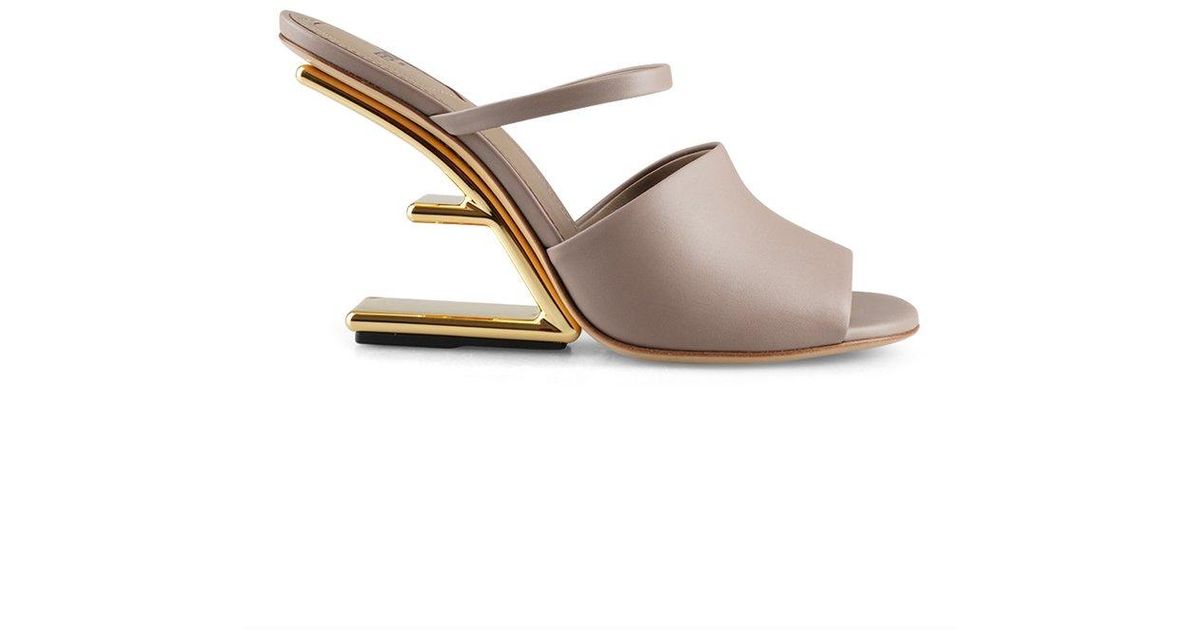 Fendi First Sculpted Heeled Sandals in White | Lyst