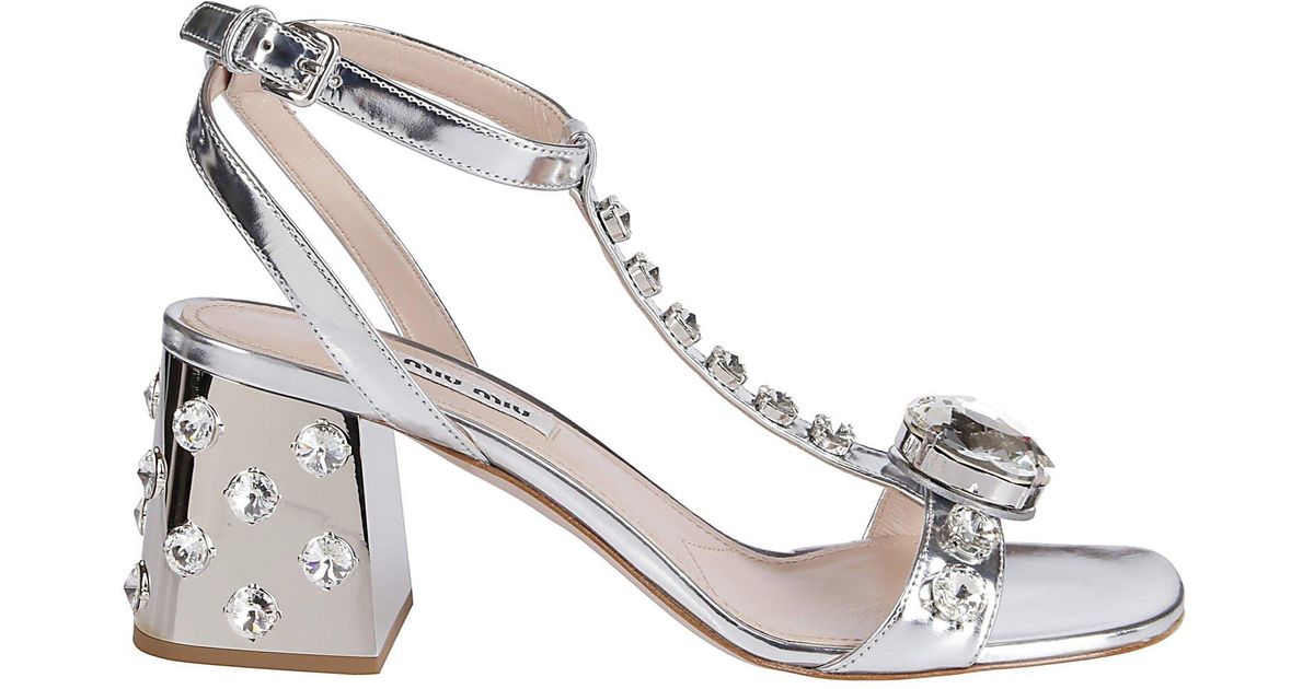 miu miu crystal embellished heels