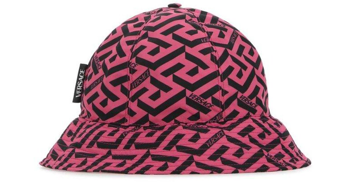 Versace Synthetic Greca Pattern Bucket Hat in Red Lyst