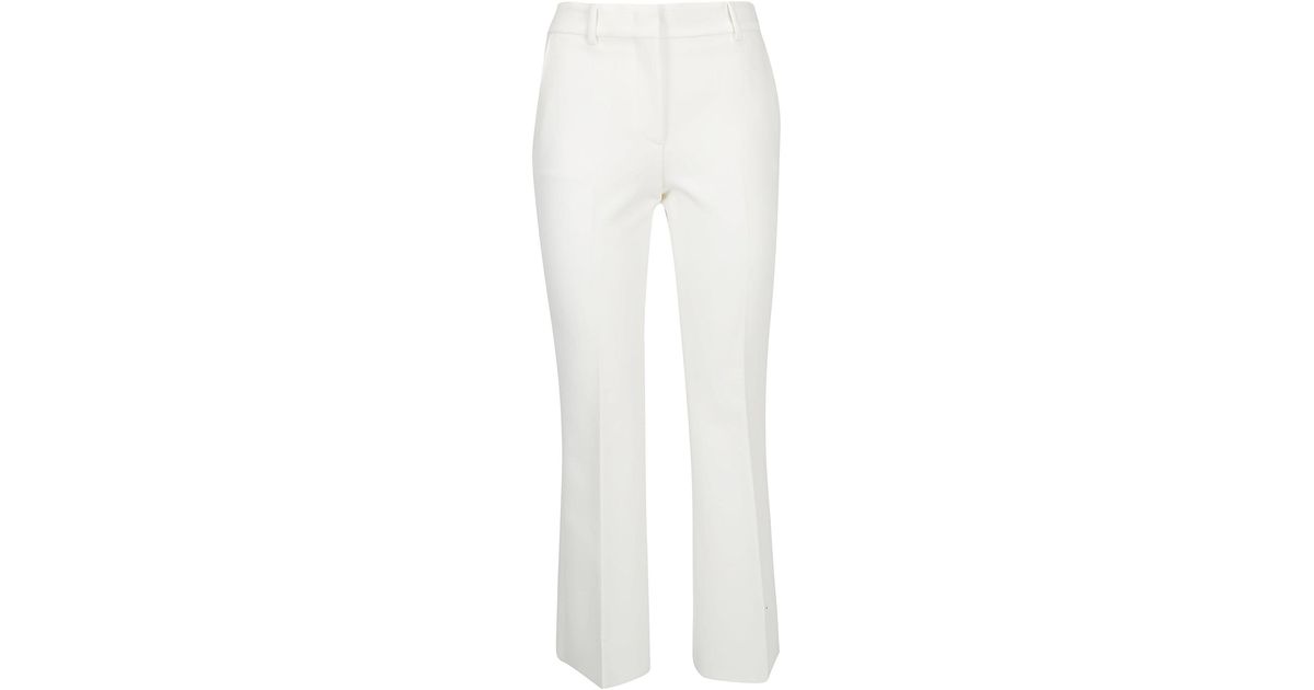 MSGM Synthetic Flared Cropped Trousers in White - Lyst