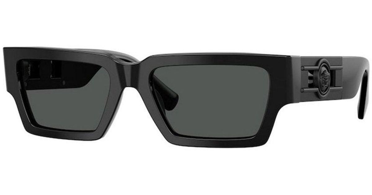 Versace Rectangle Frame Sunglasses in Black for Men | Lyst UK