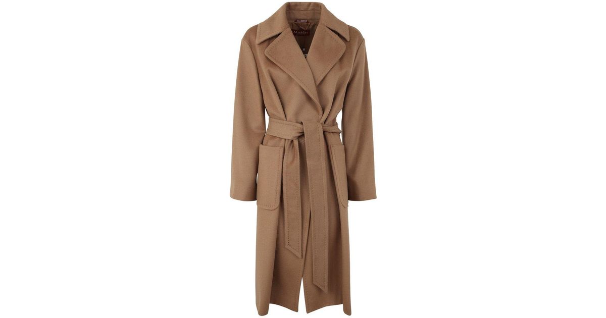 Max Mara Bernard Belted Coat Clothing in Brown | Lyst