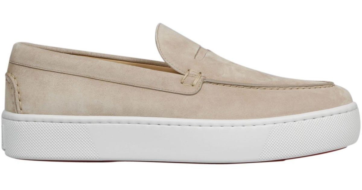 Christian Louboutin Leather Paqueboat Loafers in Beige (Natural) for ...