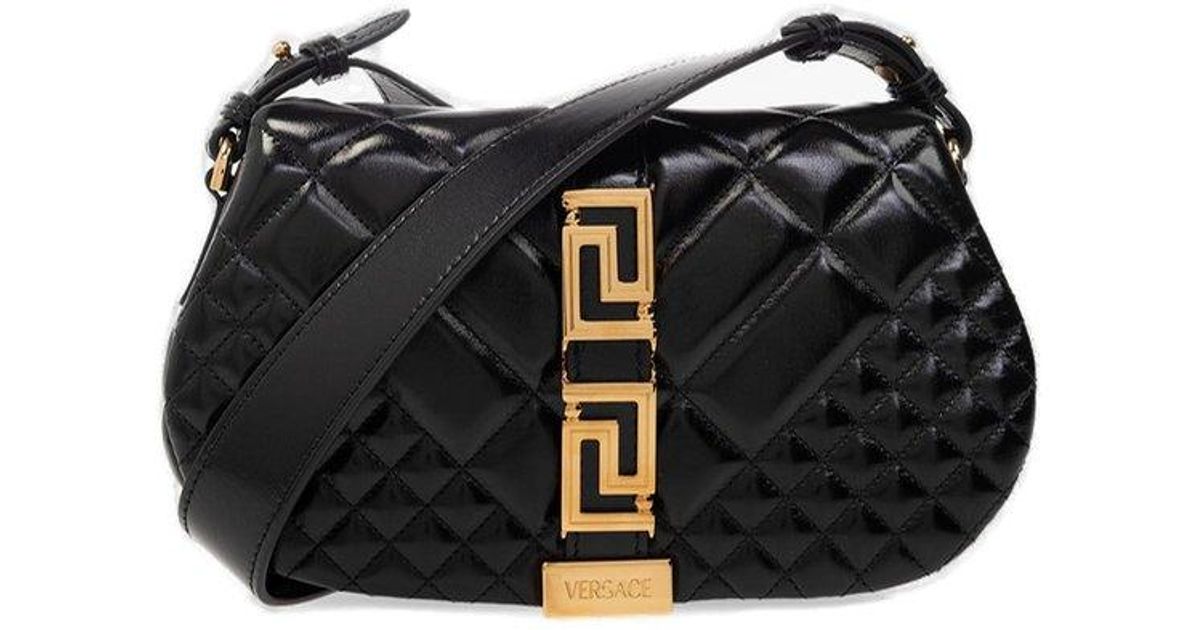 Versace Greca Goddess Quilted Shoulder Bag in Black | Lyst