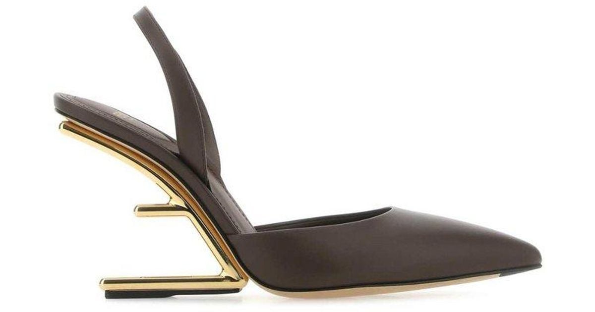 Fendi Fshaped Sculpted Heel Pumps in White Lyst