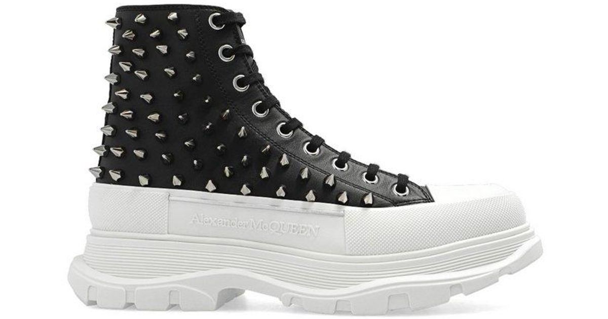 Alexander McQueen Spikestud Detailed Platform Sneakers in White for Men Lyst