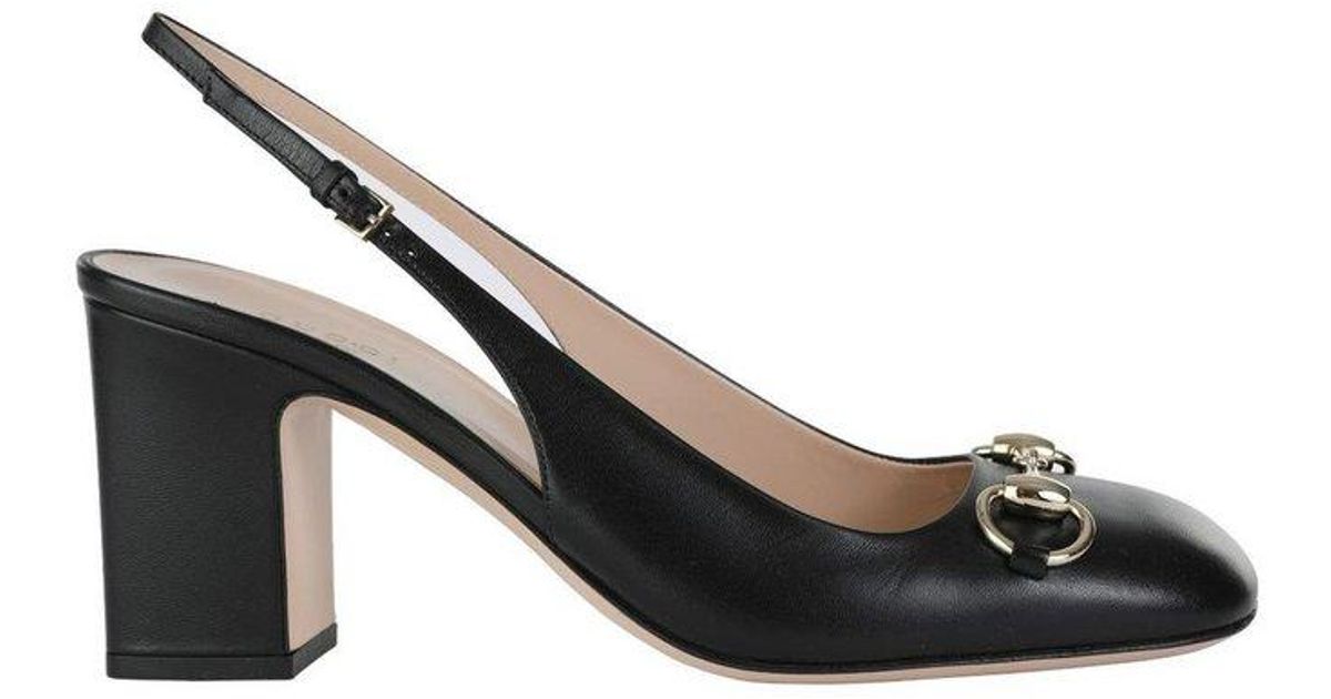 GC Horsebit Slingback Pump 100mm Black Embossed Sheepskin 294581