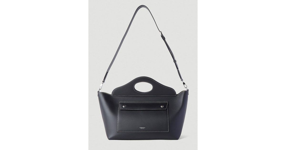 関税負担なし☆Burberry Small Soft Pocket Tote トートバッグ 関税負担なし☆Burberry キャンバス＆レザーミニ ポケットバッグ