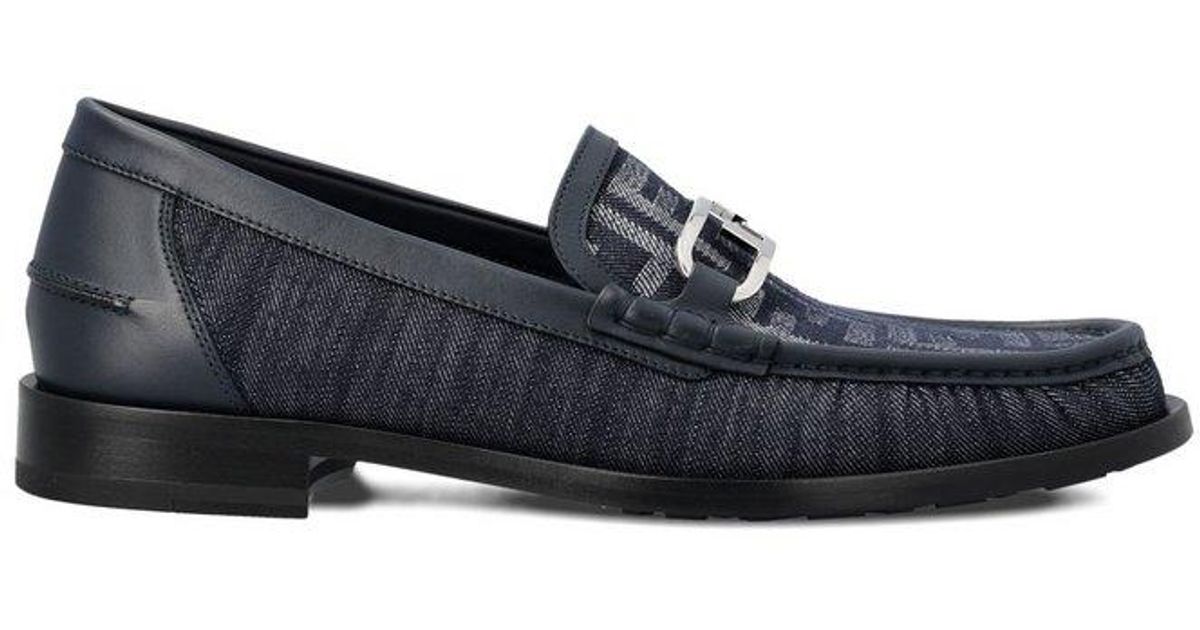 Fendi O'lock Denim Loafers in Blue for Men | Lyst