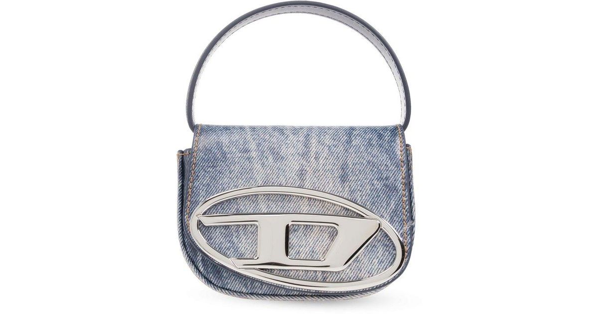 DIESEL 1 Dr Loho Plaque Denim Mini Tote Bag in Gray Lyst