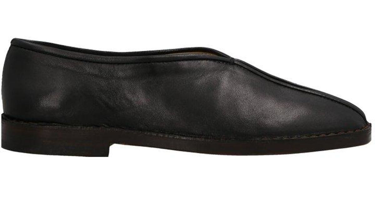 Lemaire 'flat Piped Slippers' Slip Ons in Black | Lyst