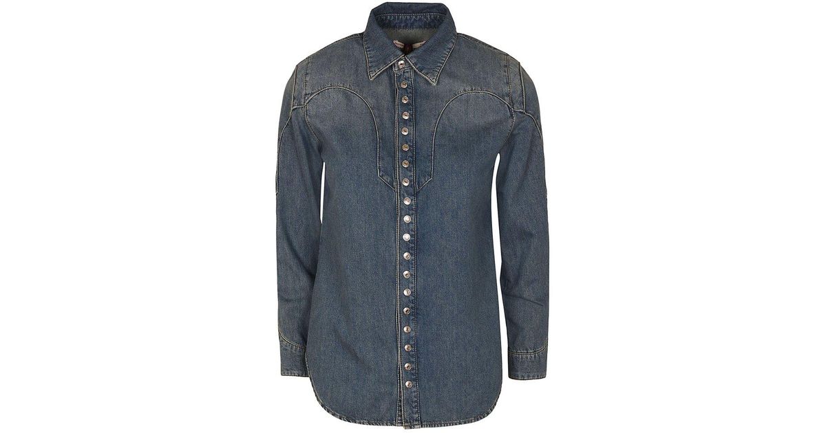 Zadig & Voltaire Thelmus Press Stud Denim Shirt in Blue Lyst