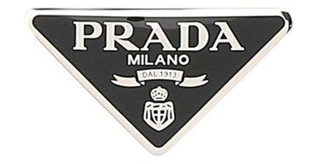 Prada Triangle Logo Clip Fastened Hairpin in White Lyst