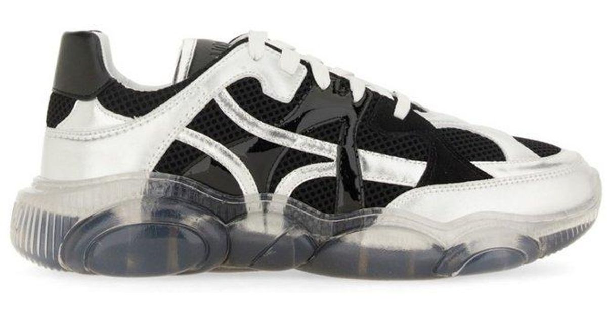 【送料&関税込】Moschino Round Toe Lace-up Sneakers Moschino Round-Toe Lace-Up Sneakers in Black for Men | Lyst