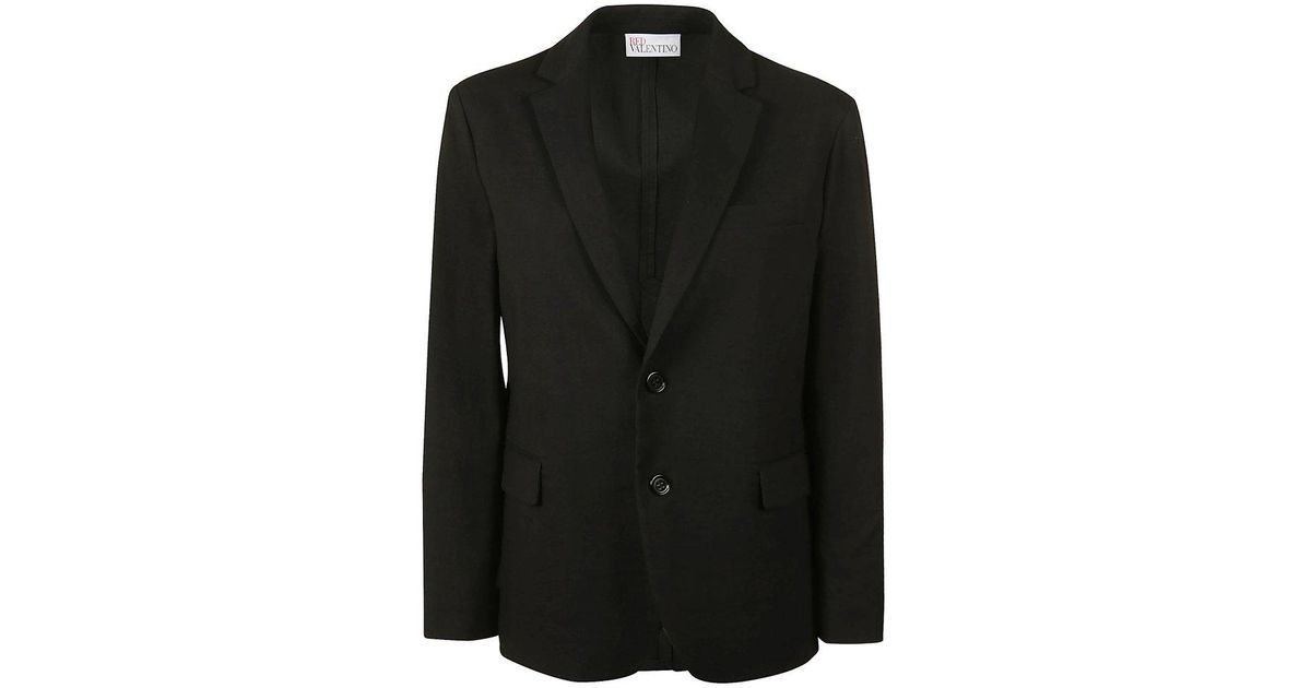 RED Valentino Linen Red Classic Single-breasted Blazer in Black | Lyst